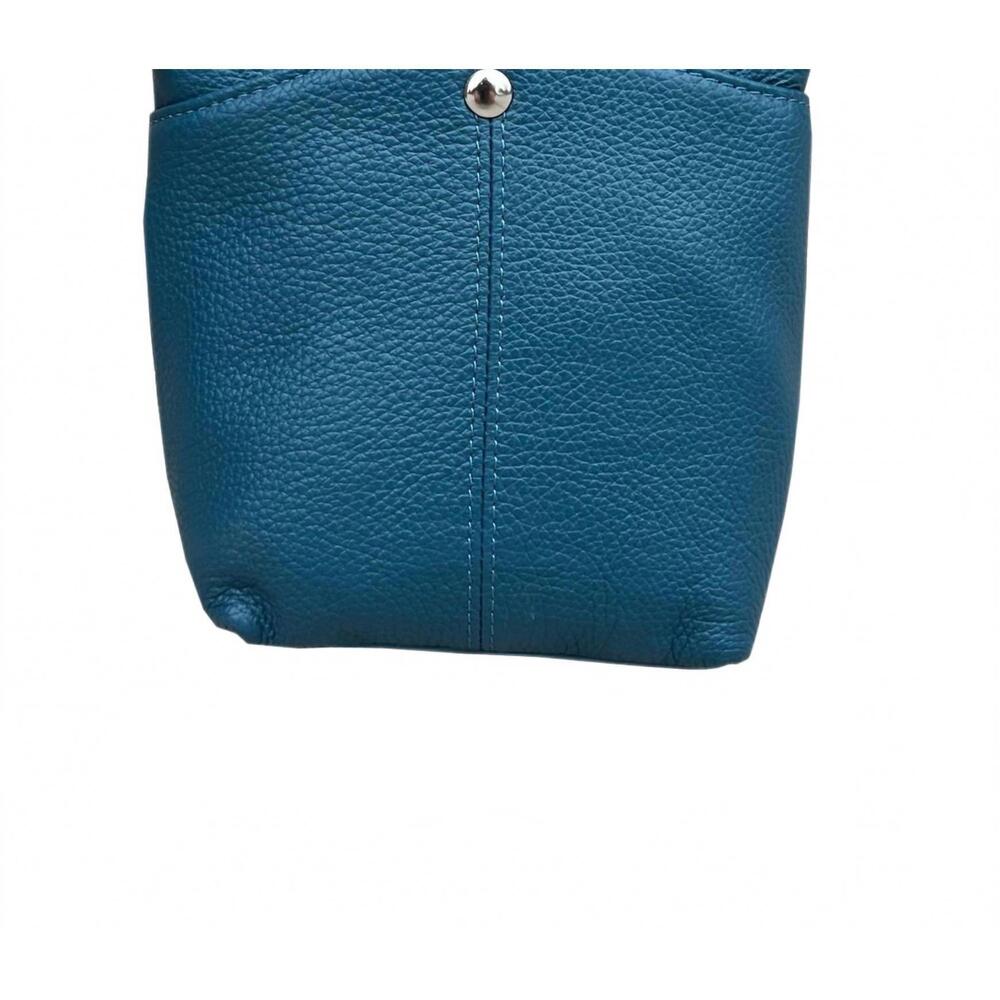 NEW ROMA LEATHERS women's leather mini shoulder bag in blue